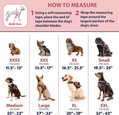 Industrial Puppy Service Dog Vest with Hook and Loop Straps & Matching Service Dog Leash Set - Harnesses from XXS to XXL - Harness Features Reflective Patch and Comfortable Mesh Design