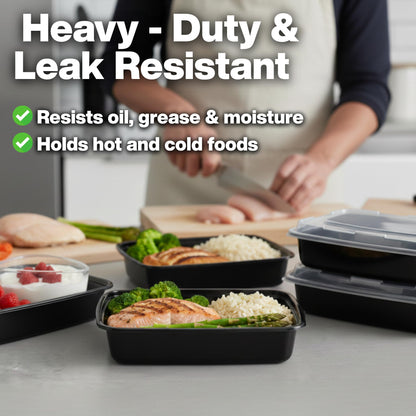 ProTakeOut Meal Prep Containers [30 Pack] Rectangular Food Storage Containers with Lids, Bento Box, BPA Free, Stackable, Microwave/Dishwasher/Freezer Safe To Go Food Containers for Meal Prep (38 oz)