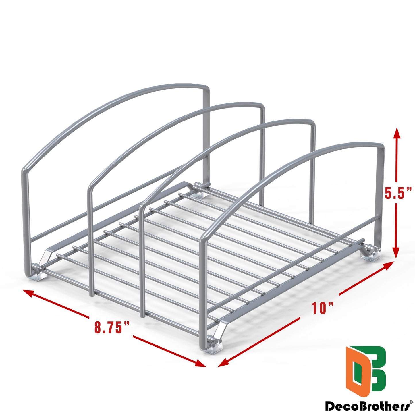 Deco Brothers Cookware Organizer Rack for Kitchen Cabinet, 3 Slot Holder, Bronze