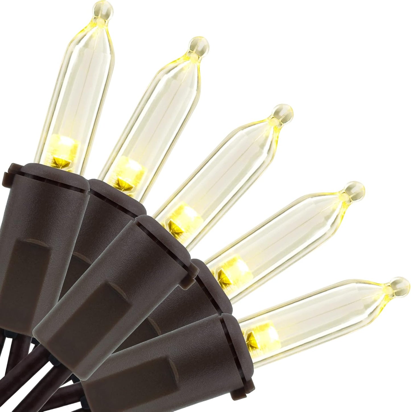 33 100 Count Commercial Set YULETIME Warm White LED Christmas Lights with Brown Wire, ft UL Certified Grade Holiday