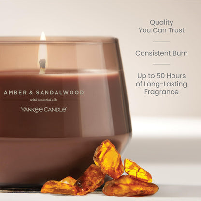 Yankee Candle Studio Scented Candle with up to 50 Hour Burn Time,Premium Plant Wax Blend for Consistent Burn,10 oz Jar-Candle with Room Filling Fragrance,Amber & Sandalwood,(Pack of 4)