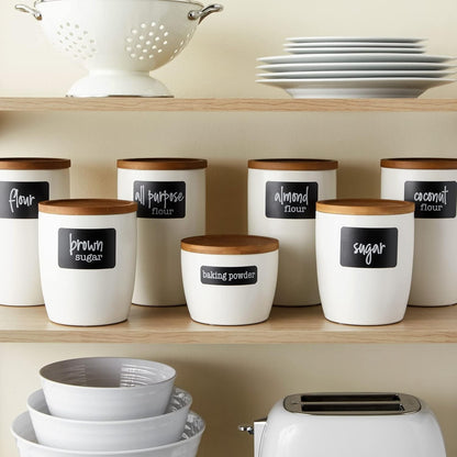 Talented Kitchen 128-Piece Chalkboard Pantry Labels for Containers - 2 x 3 in Black, Water-Resistant Preprinted White
