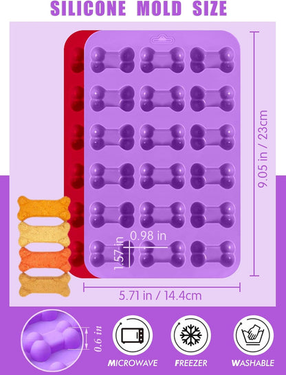 Puppy Dog Paw and Bone Silicone Molds, Non-Stick Food Grade Molds for Baking, Set of 6 Dog Bone Cookie Cutters