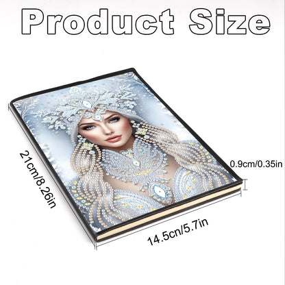 JZHYOAN Woman Diamond Art Note Book Gem Art Dairy Travel Drawing Message Art Notebook for Adult DIY Diamond Painting Blank Notebook Kits Cross Stitch Mosaic Notepad Embroidery for Office Desk Decor