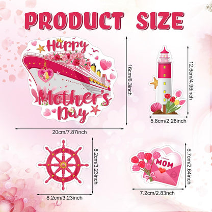 Capoda 16 Pieces Mother's Day Cruise Door Magnets, Bulk Fridge Magnetic Decals for Happy Mother's Day Decorations