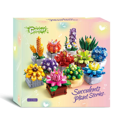 Succulents Set for Adults Building Sets, 12 Plants, Home Decor, Birthday Gifts for Women, Creative Housewarming Gifts, Botanical Collection, Flowers Succulents Artificial Plant Kit (1174 piece)