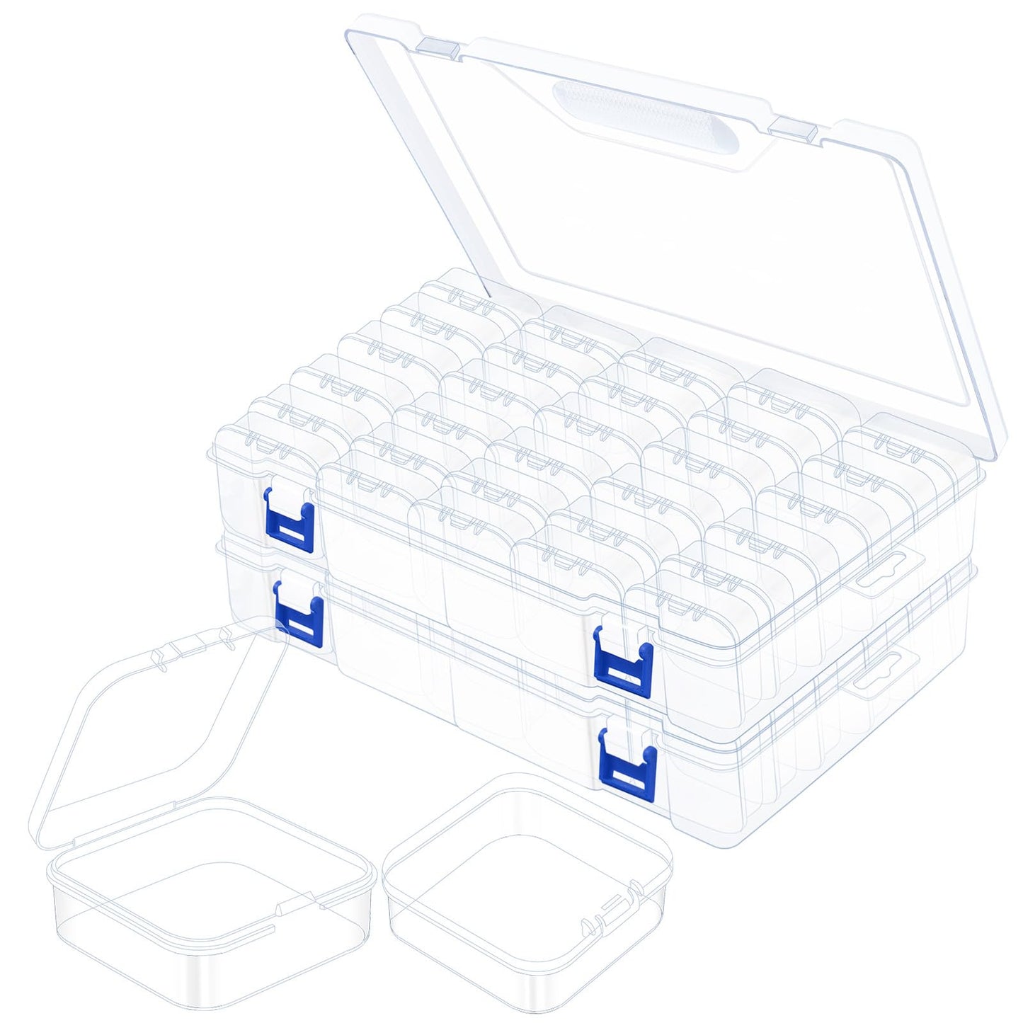 FDKYOEK 92 PCS Bead Organizer Box, Plastic Bead Storage Containers, Clear Beads Case Storage Organizer for Jewelry Making Small Craft Diamond Art Accessories