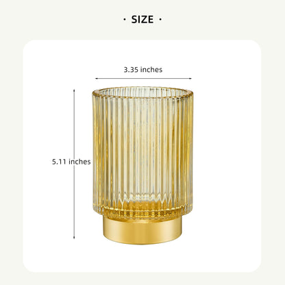 LEICURACE Makeup Brush Holder Organizer,Toothbrush Holders,Desk Pen Pencil Holder,Multifunctional Vintage Glass Brush Cup（L/Gold/A3-7-US）