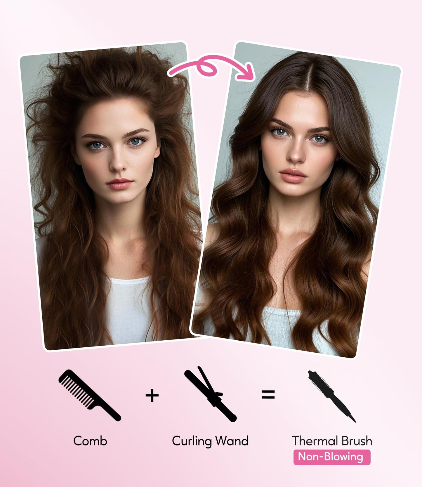 Terviiix Thermal Brush Get Voluminous Style, Quick Heating Hot Brush, Ceramic Tourmaline Ionic Heated Curling Iron, Digital Display 9 Temperatures Curling Wand, Dual Voltage, 1.5 Inch