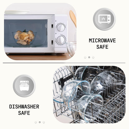 5pc Glass Mixing Bowls Sets (4.65QT, 2.80QT, 1.64QT, 1.16QT, 0.85QT), Glass Nesting Kitchen Thick Bowl for Baking, Cooking Prep, Storage, Large Salad Bowls Sets-Dishwasher Microwave Freezer Safe