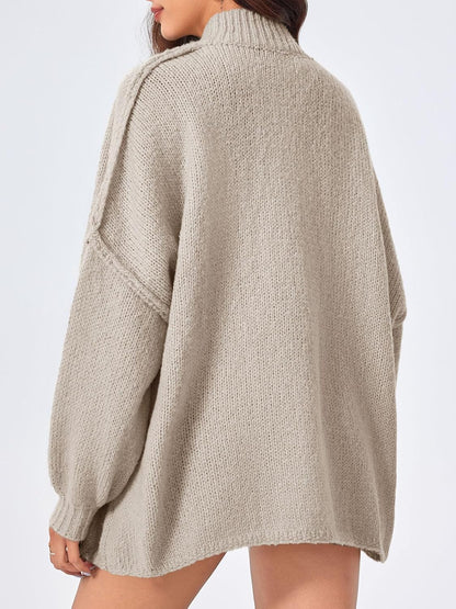 Saodimallsu Womens Oversized Cardigans Long Lantern Sleeve Button Down Chunky Knit Loose Fall Sweater Coats