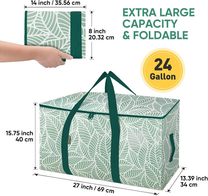 BALEINE Oversized Moving Bags - Heavy-Duty Storage Totes with Reinforced Handles | 2-Pack Antique Foliage