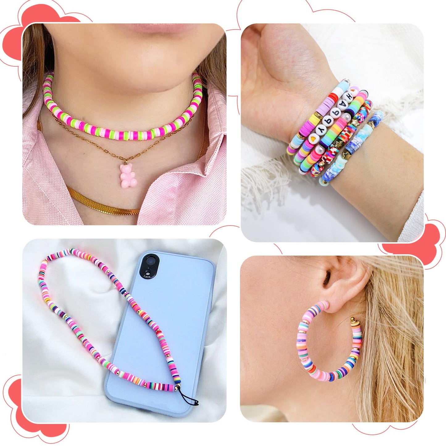 Redtwo 30000 Pcs Clay Beads Bracelet Making Kit, 9 Boxes 192 Colors Friendship Bracelet Kit Flat Polymer Clay Beads for Jewelry Making, Crafts Gift for Girls Ages 6-12