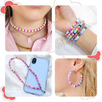 Redtwo 30000 Pcs Clay Beads Bracelet Making Kit, 9 Boxes 192 Colors Friendship Bracelet Kit Flat Polymer Clay Beads for Jewelry Making, Crafts Gift for Girls Ages 6-12