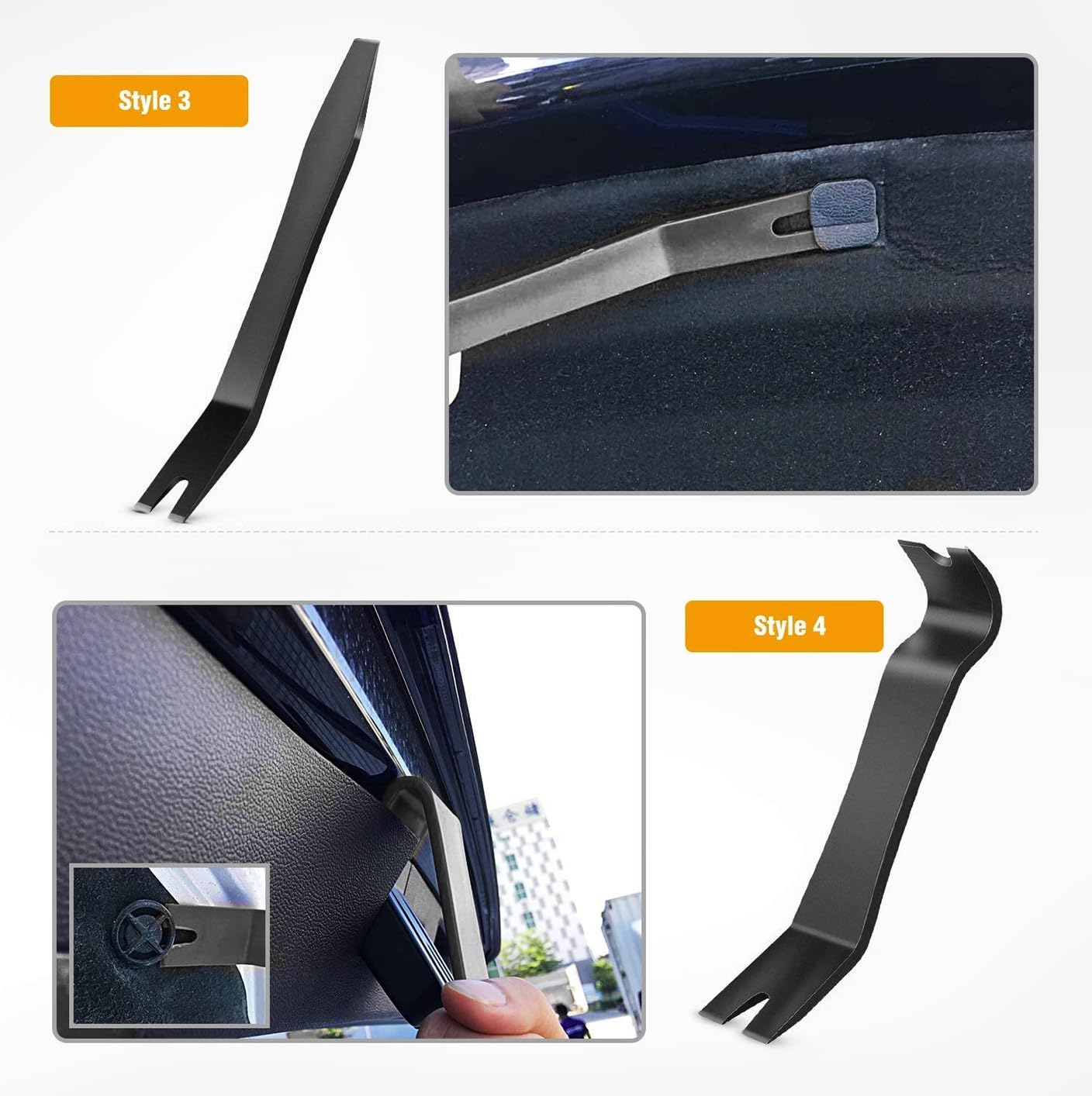 GOOACC 5 PCS Nylon Auto Trim Removal Tool Kit No-Scratch Removal Tool Kit for Car Clip Panel & Audio Dashboard Dismantle Black