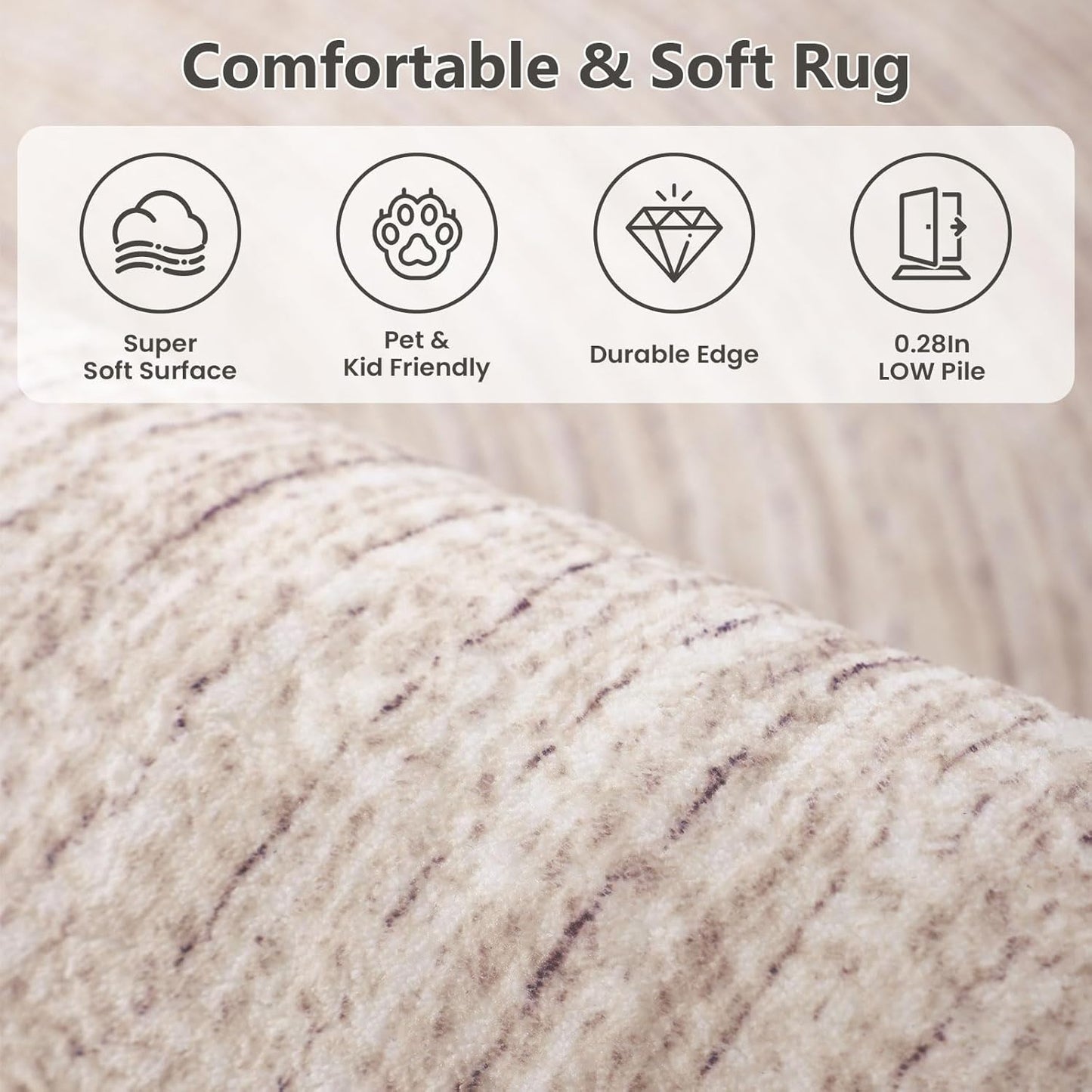 Asrug Faux Jute Round Rug - Soft, Washable Non-Slip Area Rug | 2ft Khaki Circle Rug for Kitchen & Living Room