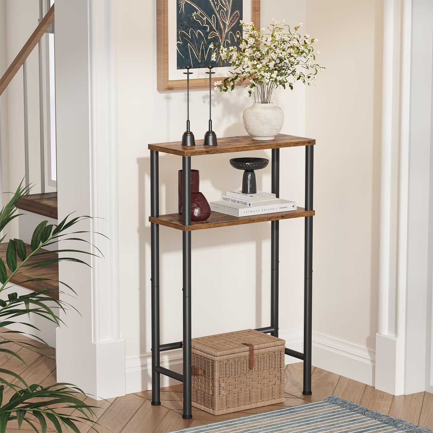 15.7" 2-Tier Asgolion Narrow Console Table, Small Entryway Table, Sofa Table with Storage, Skinny Console Tables