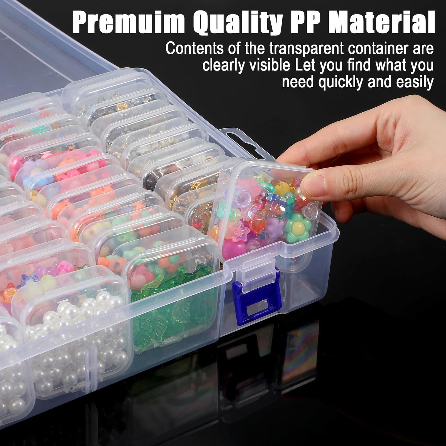 PercyEffie 3 Pack Bead Organizer Box,135Pcs Small Clear Storage Boxes with 3 Ppcs Labels, Mini Clear Storage Containers Boxes with Hinged Lid Jewelry DIY Bracelet Screws Seeds Small Parts