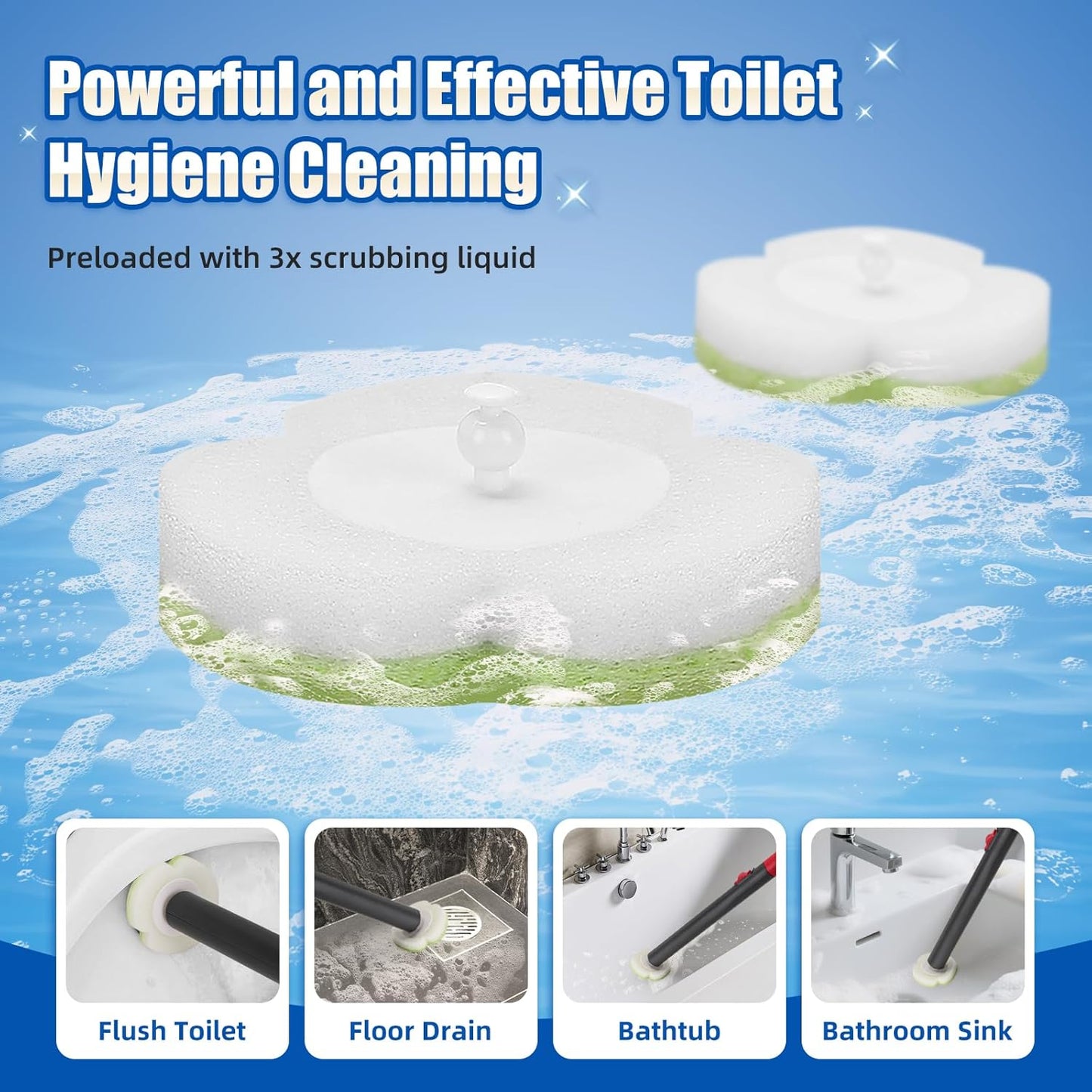 Kit,60 Disposable Toilet Brush Cleaning System with Wand Cleaner Refills,Toilet Cleaning Stick,Wall Mounted Toilet Wand