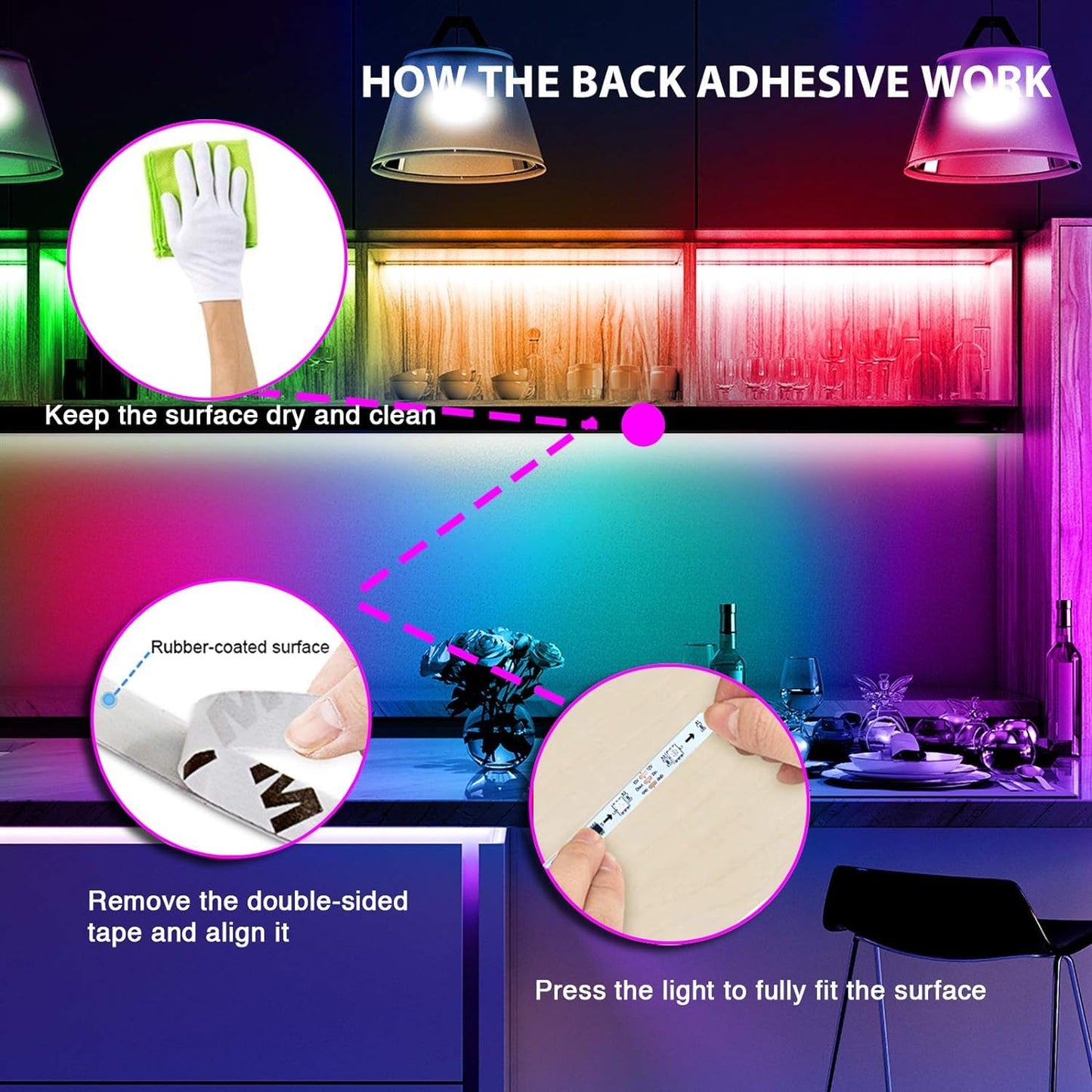 dalattin Smart WiFi Led Lights 130ft, Work with Alexa Google Assistant, APP Voice Remote Control Led Strip Lights RGB Color Changing Music Sync Led Lights for Bedroom Valentine (2 Rolls of 65.6ft)