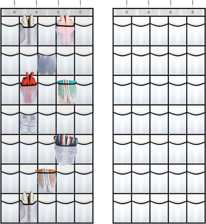 Fancial 28 Closet, 4 Large Pockets Over The Door Shoe Organizer, Hanging Shoe Organizer for Premium Clear Shoe Rack