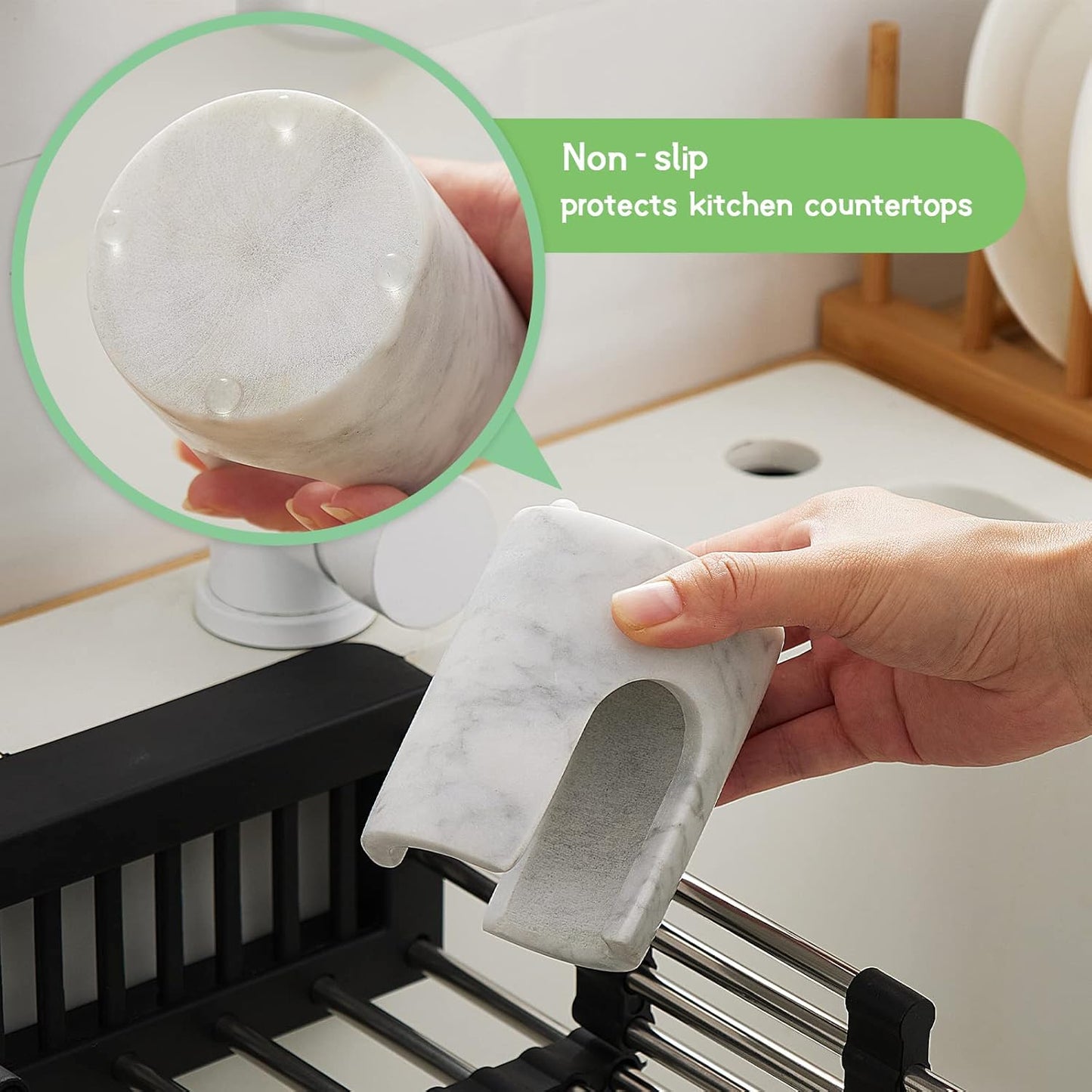counter Marble Sponge Holder Sink Sponge Caddy for kichen Drying Rack for Sink Organizer Modern Stone Kitchen Sink