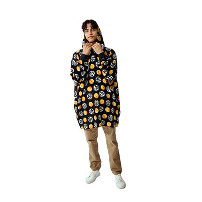 Bioworld Dragon Ball Z Kanji & Dragon Balls Adult Black Hooded Blanket OSFA
