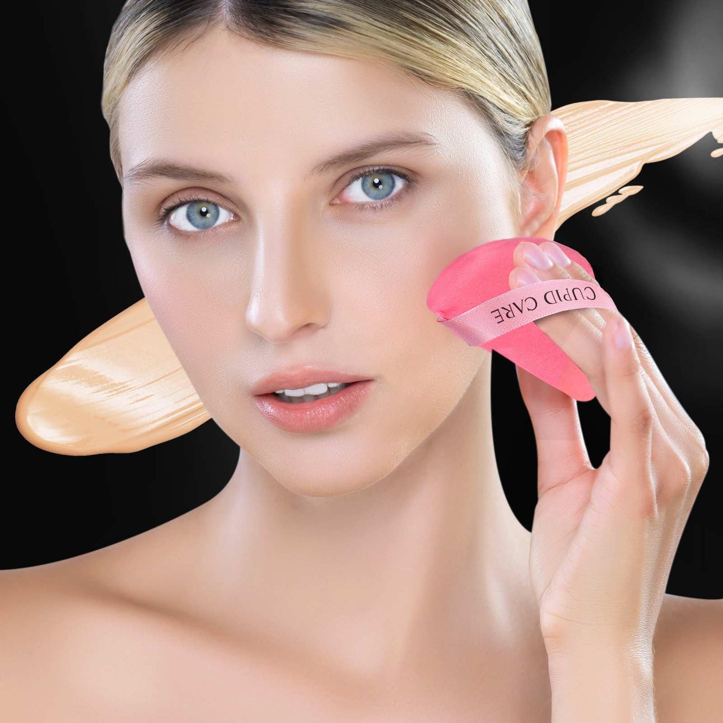 6 Pcs Triangle Powder Puff with 2 Travel Cases, Setting Powder Puffs for Face, Velour Makeup Puff for Loose Powder Body Powder, Blender Sponge Foundation Blending Sponges Beauty Tools