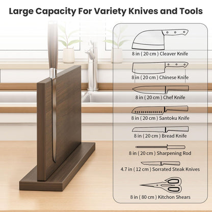 THMINS Extra Large Magnetic Knife Holder, 16 x 9 Inches Double-Sided Magnetic Knife Block Universal Multi-function Display Rack for Kitchen Counter (Dark Gray)