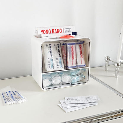 2 Pack Bandage Storage Organizer for Wall, Plastic Medical Supplies Container for Home Medicine Cabinet, Elastic