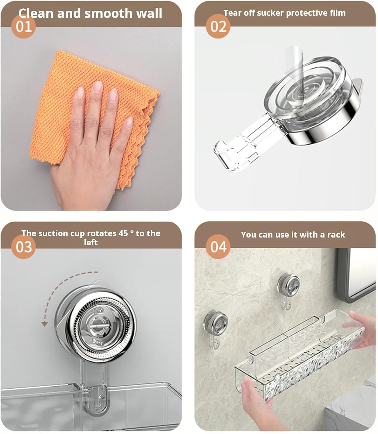 Suction Cup Shower Caddy, Clear Wall Bathroom Shower Organizer, Corner Caddy No Drilling for Kitchen Bathroom Hotel