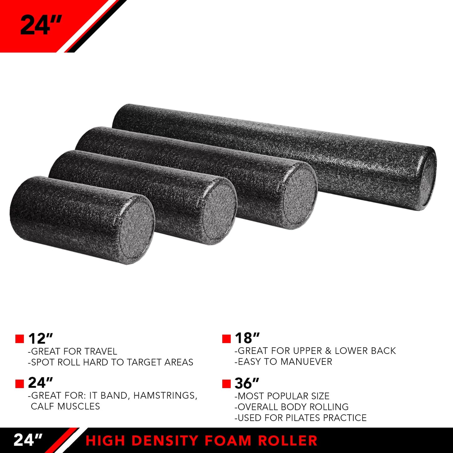 JFIT High Density Foam Roller, Solid Blue, 18-Inch