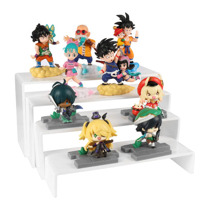 ELEGANTLIFE Acrylic Display Risers Set of 4, 4-Level Tiered Countertop Display Stands for Cupcakes, Mini Desserts, Jewelry, Cosmetics, Small Figures & Collectibles, White