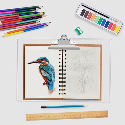 Macroclo Extra Large 11x17 Clipboards, Clear Plastic Drawing Boards with Heavy Duty Butterfly Clip, Landscape Layout. Suitable for Watercolor, Sketching, Painting. Art & Drafting Supply