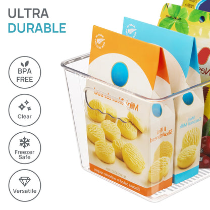 Vtopmart 6 Pack Clear Storage Bins, Pantry Cabinet Organizer Bins with Handle for Pantry Organizer and Storage, Plastic Bins for Fridge, Cabinet, Kitchen, Countertops, Cupboard, Freezer, Medium
