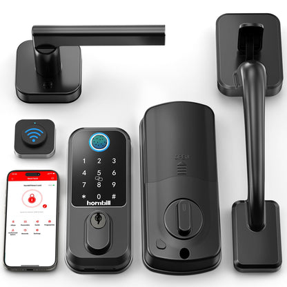 WiFi Smart Locks for Front Door: Hornbill Keyless Entry Door Lock with Handle, Fingerprint Keypad Deadbolt Front Door Lock Set, Electronic Biometric Digital Lock, App Remote Control, Oil Rubbed Bronze