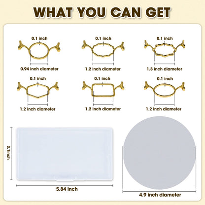 Yelsky 6PC Metal Wax Seal Kit with Round Flower Oval Square Hexagonal Mold Shapes for Stamp, Silicone Mat for Sealing, Wax Mold for Wedding, Valentine's Day Cards/Letters