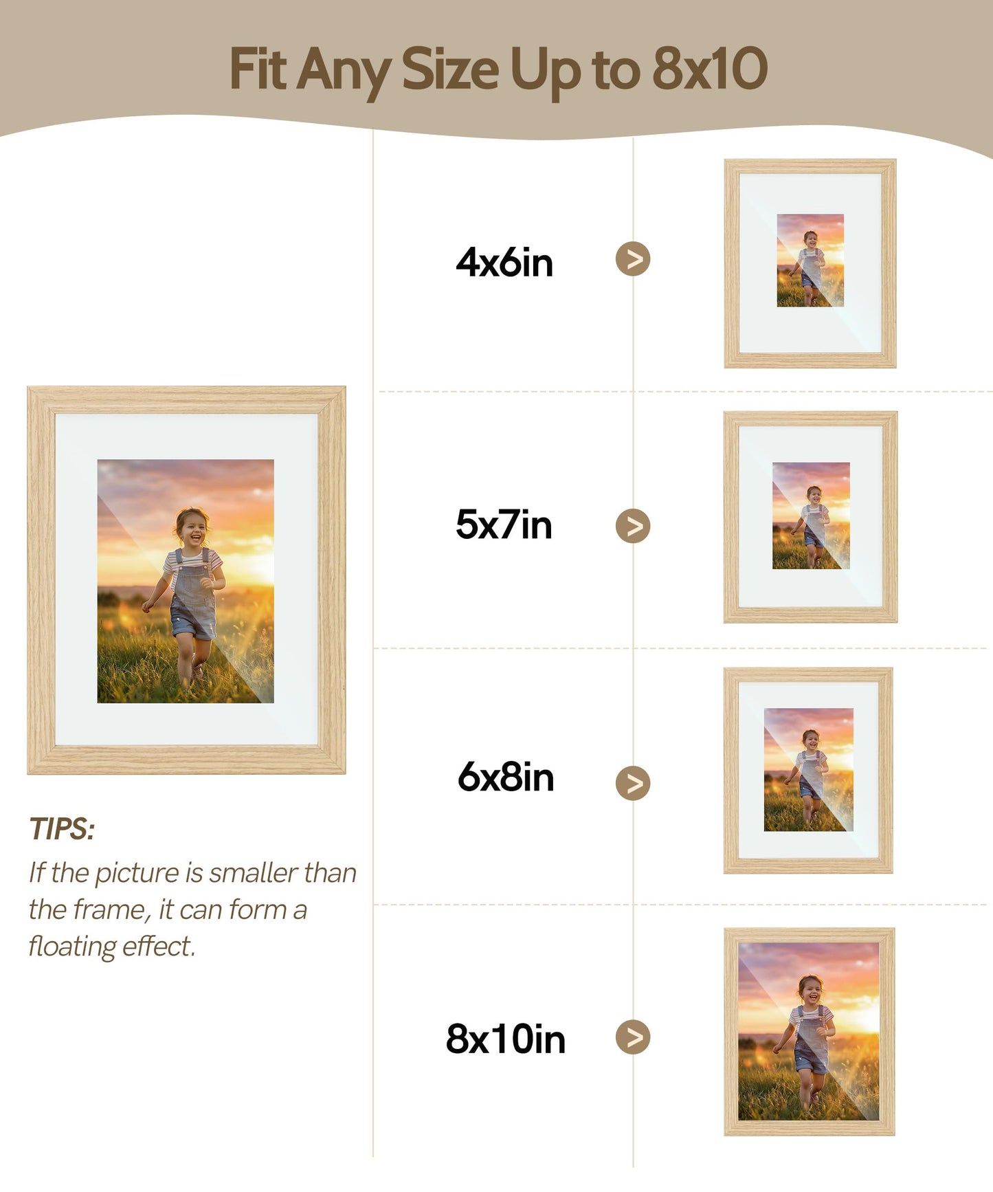 Sonefreiy Floating Picture Frames 8x10 Set of 2, Wooden Photo Frame Double Glass Pressed Flower Frames 5x7 Wall and Tabletop Display Gift for Family Friends Wedding