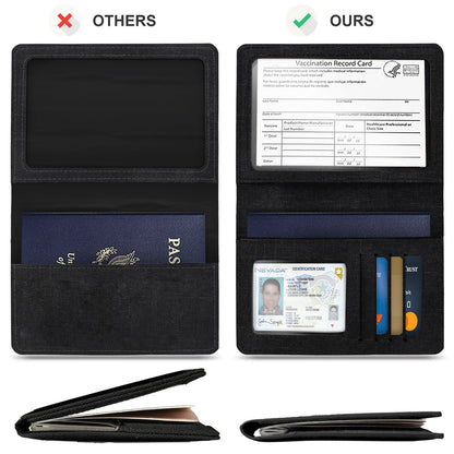2 Pack Passport Cover With Card Slots RFID Blocking-White&Black