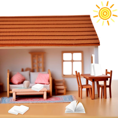 LUFEEMGA 100PCS 1:12 White Book Miniatures Set, Mini Blank Book Dollhouse Tiny Notebook Toy for Mini House, DIY Crafting