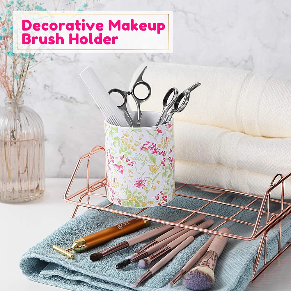 VIBRANZ LAB Cute Pen and Makeup Brush Holder - Desk Organizer with Pen Cup