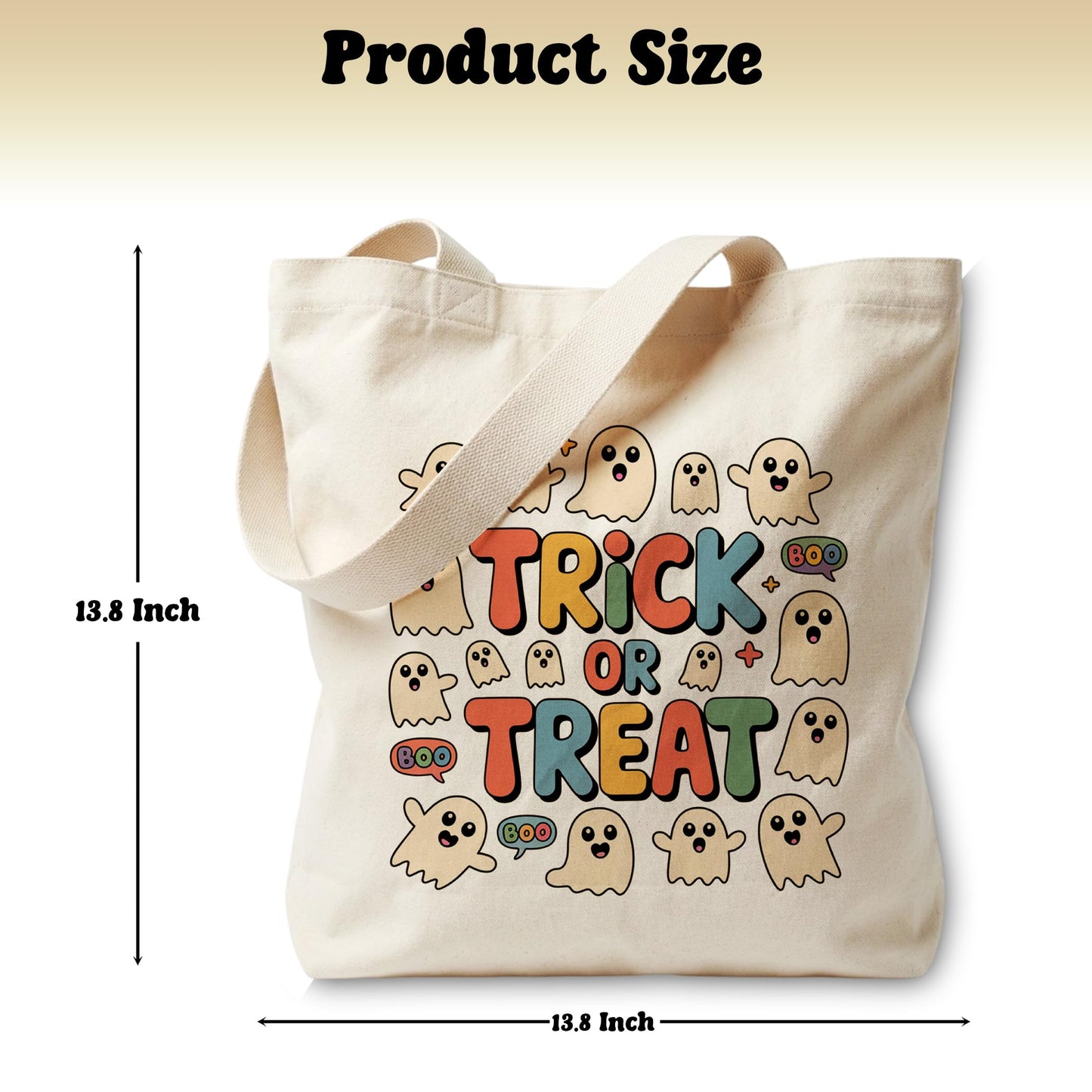 LRYBUD Halloween Tote Bag Trick or Treat for Women Canvas Womens Work Tote Bag Gifts