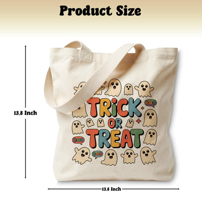 LRYBUD Halloween Tote Bag Trick or Treat for Women Canvas Womens Work Tote Bag Gifts