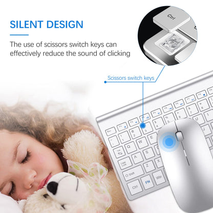 Wireless Keyboard and Mouse Ultra Slim Combo, TopMate 2.4G Silent Compact USB 2400DPI Mouse and Scissor Switch Keyboard Set with Cover, Batteries Included, for PC/Laptop/Windows/Mac - Gray Black