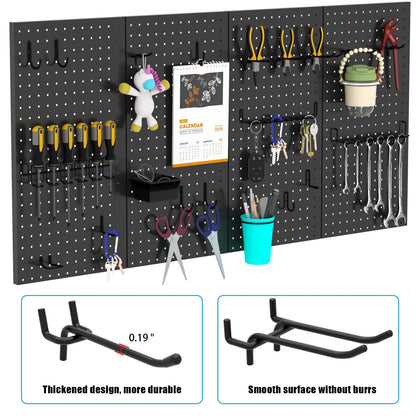 157 PCS Extra Thick Pegboard Hook Set, Metal Pegboard Accessory Organizer with Storage Bins and Peg Locks, Fits 1/4 Inch Pegboard Only, Ideal for Tools, Garage and Workshop Storage (Black)