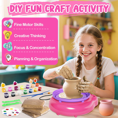 Pottery Wheel for Kids, Arts and Crafts for Kids Ages 8-12, Crafts for Girls 8-12, Complete DIY Clay Wheel Pottery Kit for Beginners, Kid Crafts Gifts for Girl Toys Ages 8 9 10 11 12 Year Old Birthday