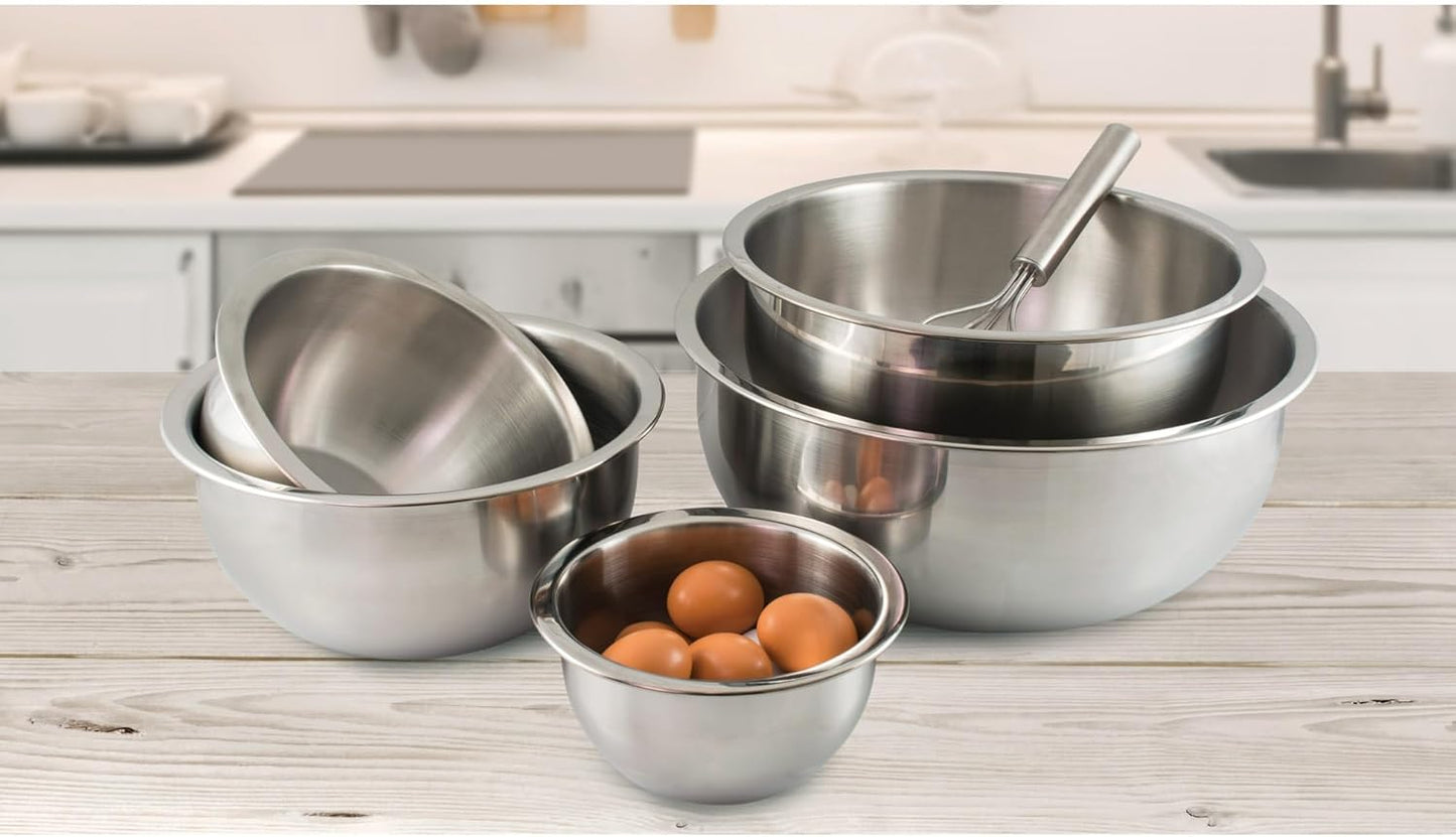 HIC Kitchen Mixing Bowl, Heavyweight 18/8 Stainless Steel, 6-Quart Capacity