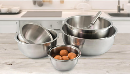 HIC Kitchen Mixing Bowl, Heavyweight 18/8 Stainless Steel, 6-Quart Capacity