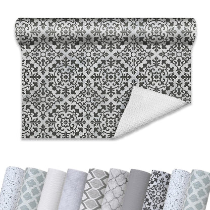 Con-Tact Brand Grip Prints Non-Adhesive Non-Slip Counter Top, Drawer/Shelf Liner, 12" x 20' (Carrara Tile Charcoal)
