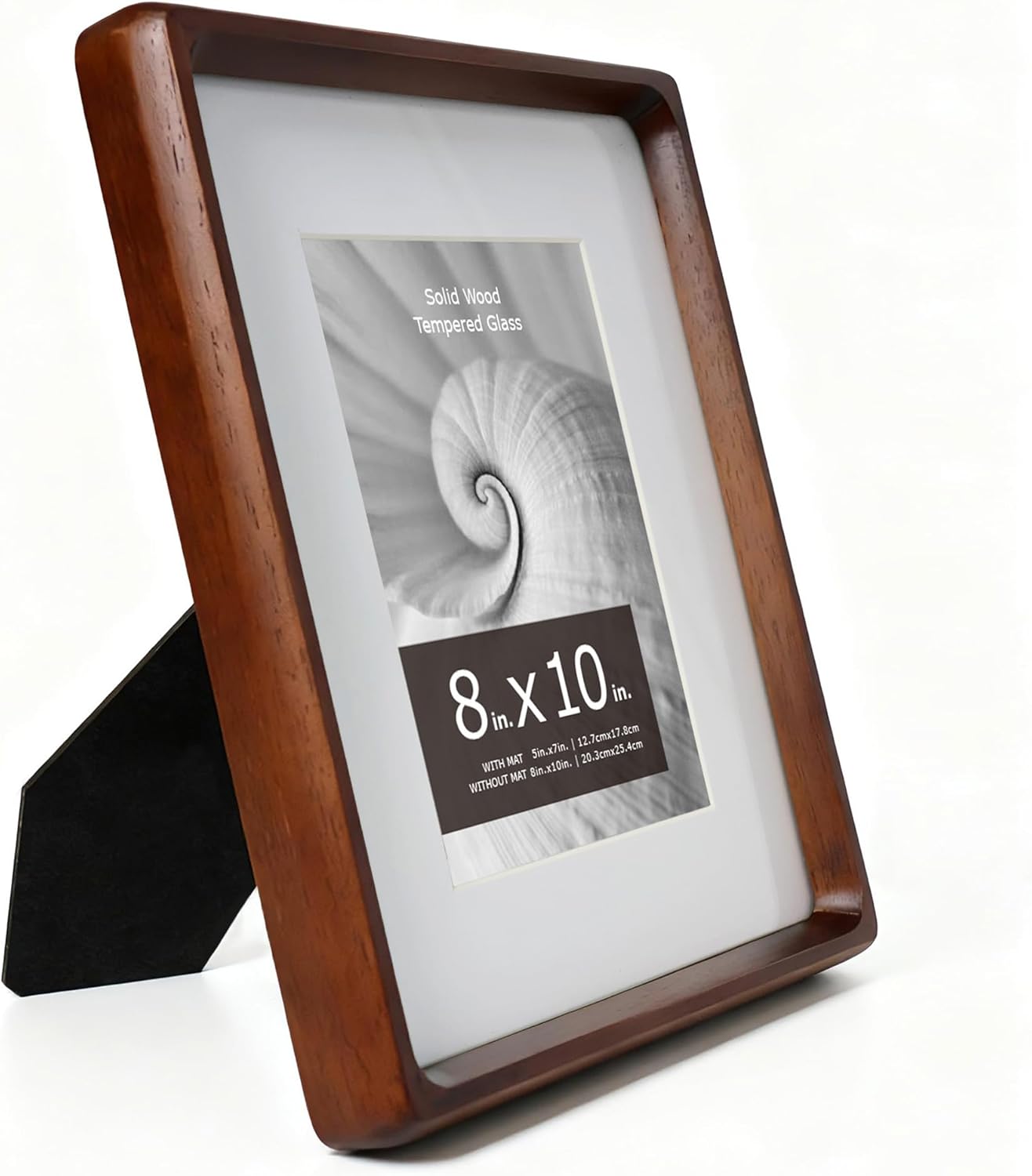 8x10 5x7, 1 Pack Oak Wood Photo Frame Matted to Solid Wood Photo Frame with Glass, Tabletop & Wall Mount